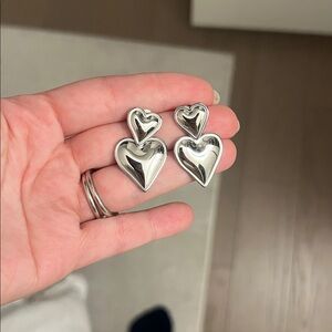 AUREUM Shiny Silver Heart Earrings